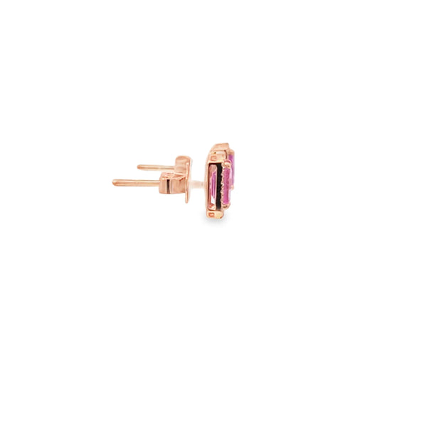 Aretes en oro amarillo de 14K con diamantes de 0.23 ct y zafiro rosa de 1.84 ct