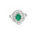 Anillo para dama en oro blanco de 14K con diamantes de 0.97 ct y esmeralda de 1.24 ct