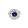 Anillo para dama en oro blanco de 14K con diamantes de 1.21 ct y zafiro de 2.25 ct