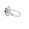 Anillo para dama en oro blanco de 14K con diamantes de 1.21 ct y zafiro de 2.25 ct