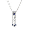 Dije con cadena en oro blanco de 14K con diamantes de 1.07 ct y zafiro de 2.18 ct
