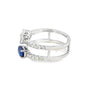 Anillo para dama en oro blanco de 14K con diamantes de 0.70 ct y zafiro de 0.74 ct