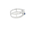 Anillo para dama en oro blanco de 14K con diamantes de 0.70 ct y zafiro de 0.74 ct