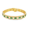 Brazalete en oro amarillo de 14K con diamantes de 4.01 ct y esmeraldas de 5.15 ct