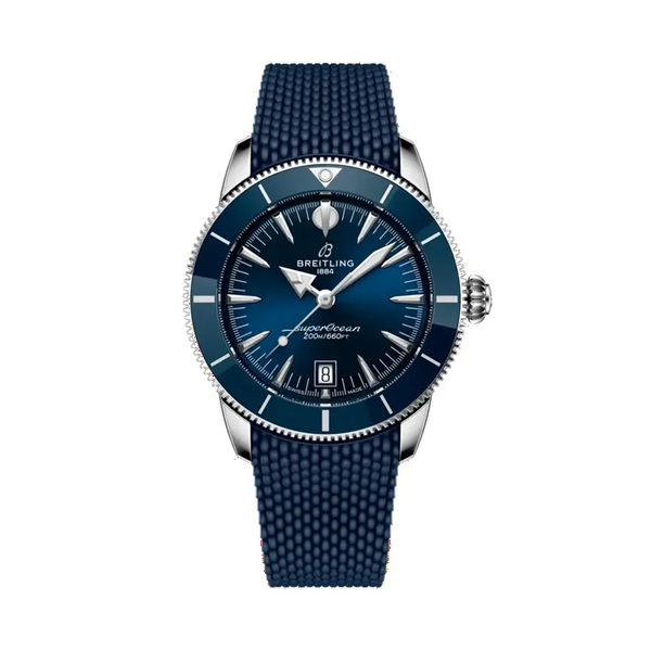 Reloj Breitling Superocean Heritage de acero automático de 42 mm con caucho azul