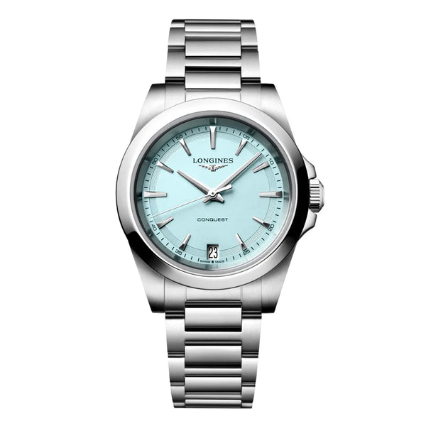 Reloj Longines Conquest de acero cuarzo de 34 mm en azul