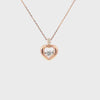 Dije con cadena en oro rosa de 14K diamante de 0.10 ct corazón