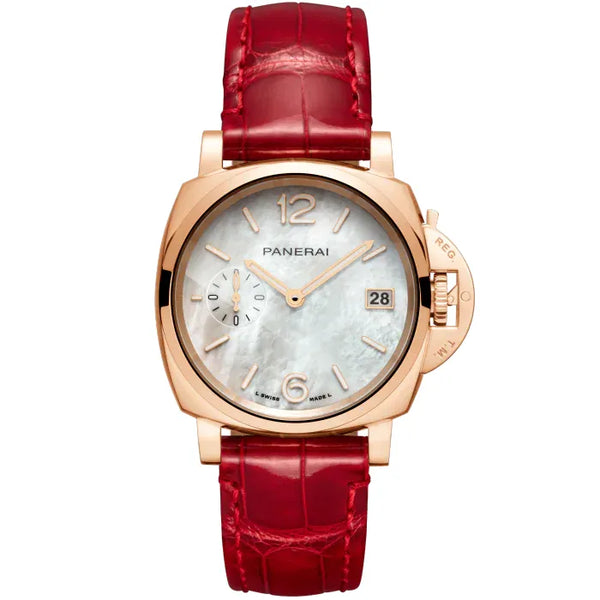 Panerai Luminor Due en oro automático 38 mm con carátula madreperla (MOP)