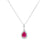 Dije con cadena en oro blanco de 14K con diamante de 0.08CT y rubí de 0.84CT