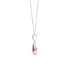 Dije con cadena en oro blanco de 14K con diamante de 0.08CT y rubí de 0.84CT