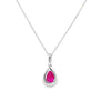 Dije con cadena en oro blanco de 14K con diamante de 0.08CT y rubí de 0.84CT