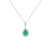 Dije con cadena en oro blanco de 14K con diamante de 0.08CT y esmeralda de 0.56CT