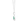 Dije con cadena en oro blanco de 14K con diamante de 0.08CT y esmeralda de 0.56CT