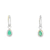 Aretes en oro blanco de 14K con diamante de 0.19CT y esmeralda de 0.64CT