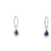 Aretes en oro blanco de 14K con diamante de 0.19CT y zafiro de 1.04CT