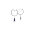 Aretes en oro blanco de 14K con diamante de 0.19CT y zafiro de 1.04CT