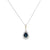 Dije con cadena en oro blanco de 14K con diamante de 0.08CT y zafiro de 0.97CT