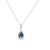Dije con cadena en oro blanco de 14K con diamante de 0.08CT y zafiro de 0.97CT