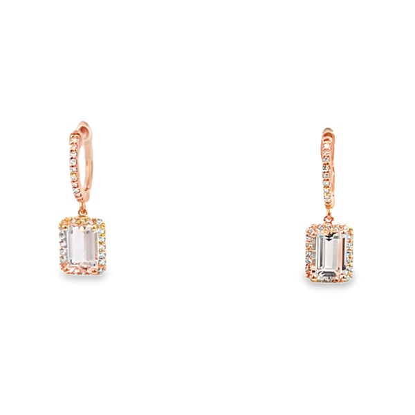 Aretes en oro rosa de 14K con diamante de 0.24CT