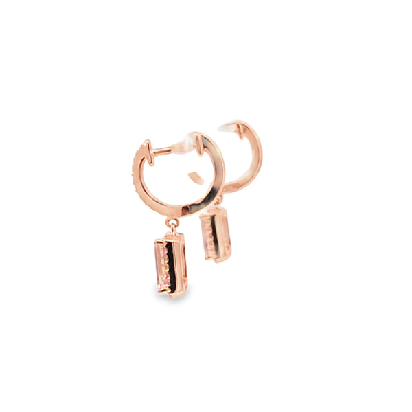 Aretes en oro rosa de 14K con diamante de 0.24CT
