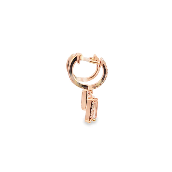 Aretes en oro rosa de 14K con diamante de 0.24CT