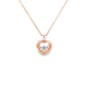 Dije con cadena en oro rosa de 14K diamante de 0.10 ct corazón