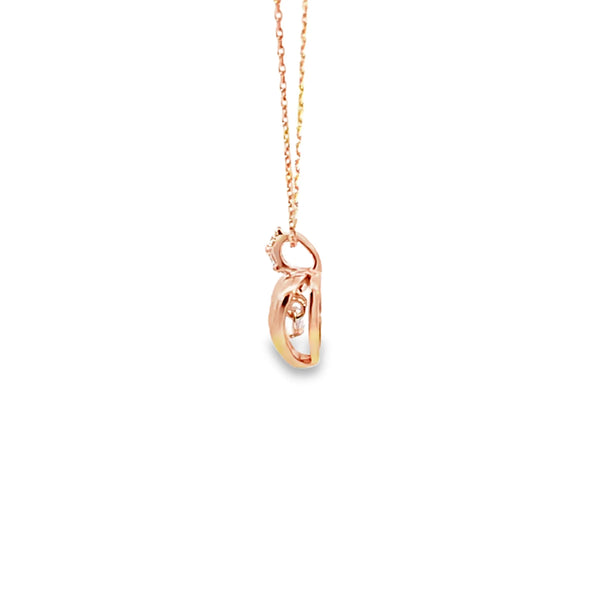 Dije con cadena en oro rosa de 14K diamante de 0.10 ct corazón