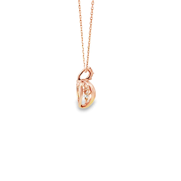 Dije con cadena en oro rosa de 14K diamante de 0.10 ct corazón