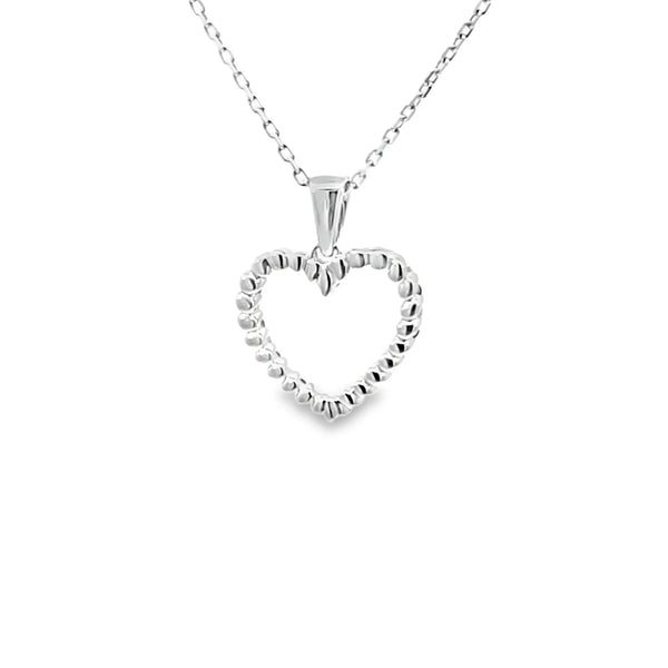Dije con cadena en oro blanco de 14K con zafiro corazón de 0.13 ct