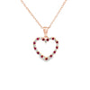 Dije con cadena en oro rosa de 14K con rubí forma de corazón de 0.13 ct