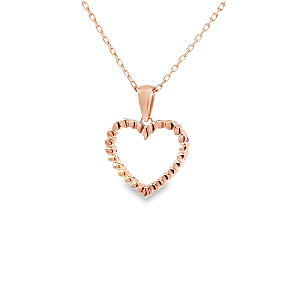 Dije con cadena en oro rosa de 14K con rubí forma de corazón de 0.13 ct