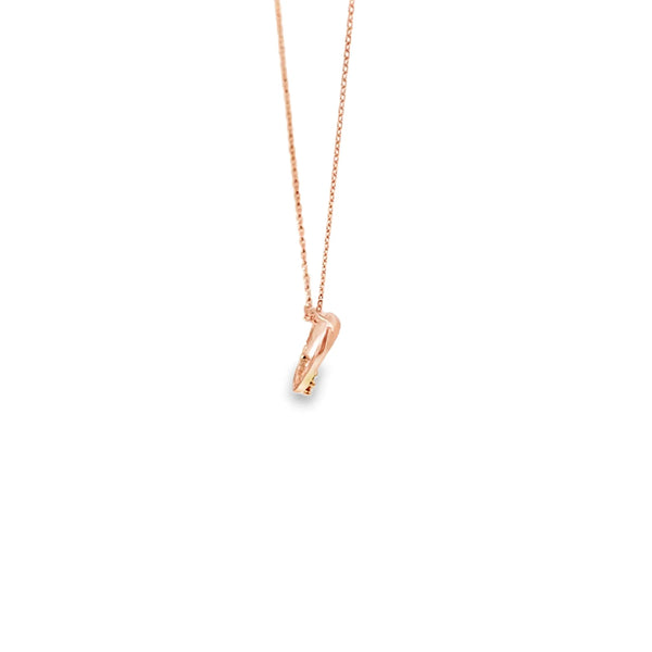 Dije con Cadena en 14K en Oro Rosa con 0.05CT en Diamantes forma de Corazón