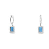 Aretes en oro blanco de 14K con diamante de 0.22CT y topacio London Blue