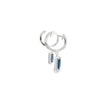 Aretes en oro blanco de 14K con diamante de 0.22CT y topacio London Blue