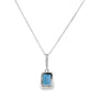 Dije con cadena en oro blanco de 14K con diamante de 0.09CT y topacio London Blue