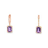 Aretes en oro rosa de 14K con diamante de 0.23CT y amatista