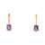 Aretes en oro rosa de 14K con diamante de 0.23CT y amatista