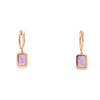 Aretes en oro rosa de 14K con diamante de 0.23CT y amatista