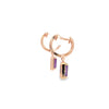 Aretes en oro rosa de 14K con diamante de 0.23CT y amatista