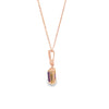 Dije con cadena en oro rosa de 14K con diamante de 0.10CT y amatista
