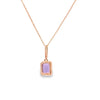 Dije con cadena en oro rosa de 14K con diamante de 0.10CT y amatista