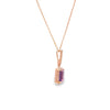 Dije con cadena en oro rosa de 14K con diamante de 0.10CT y amatista