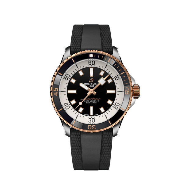 Reloj Breitling Superocean bicolor automático de 42 mm con correa de caucho en negro
