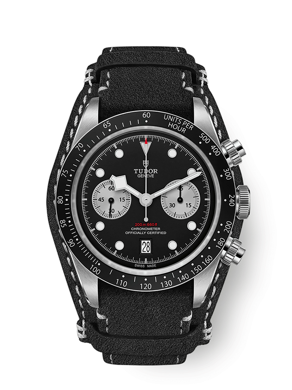 Reloj Tudor Black Bay Cronógrafo Automático de 41 mm en Acero Inoxidable con Correa de Piel Negra y Esfera Negra