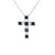 Cruz con cadena en oro blanco de 14K y zafiro de 0.27 ct