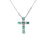 Cruz con cadena en oro blanco de 14K con esmeralda de 0.27 ct