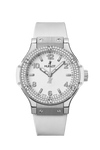 Reloj Hublot Big Bang Original de 38 mm en Acero Inoxidable con Movimiento de Cuarzo, Esfera Blanca y Detalles con Brillantes