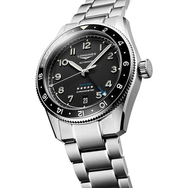 Reloj Longines Spirit Acero Automático 39MM ZULU TIME Negro