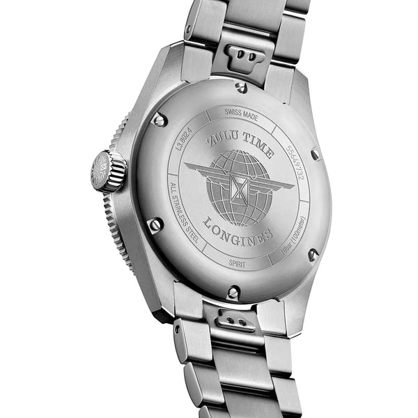 Reloj Longines Spirit Acero Automático 39MM ZULU TIME Negro