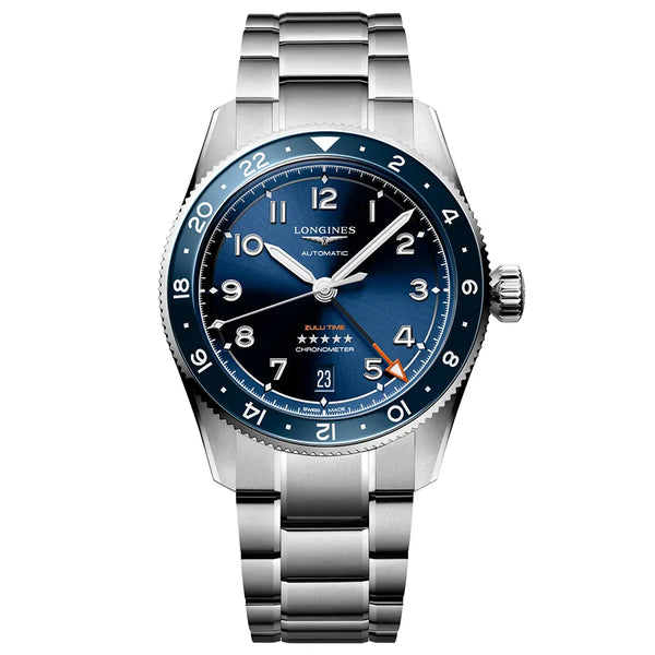 Reloj Longines Spirit Acero Automático 39MM ZULU TIME Azul